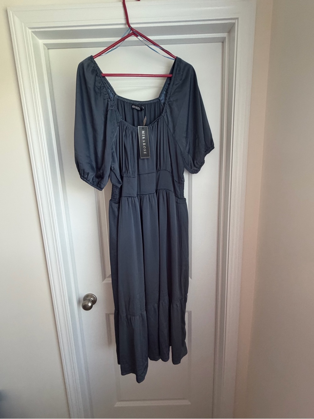 Mikarose Charcoal Maxi Dress with Puff Sleeves
